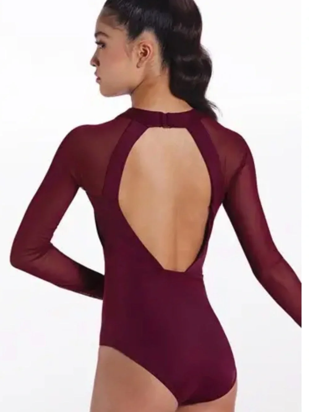 Girls maroon Dance Costume - balera Leotard with Weismann Velvet Skirt- M
